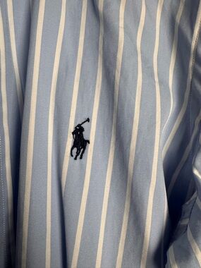 Ralph Lauren Sport Light Blue & White Vertical Stripe Button-Down Shirt